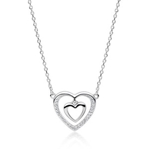 Colier argint inimi cu pietre DiAmanti Z1766NR_W-DIA (Argint 925‰ 2,4 g.)